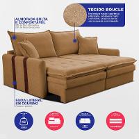 Sofá Baú Sem Caixa Retrátil 1,60m SoftGel Bonnie Boucle Caramelo Cama inBox - 3