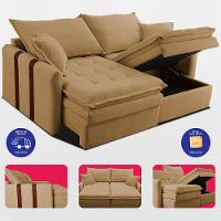Sofá Baú Sem Caixa Retrátil 1,60m SoftGel Bonnie Boucle Caramelo Cama inBox - 7
