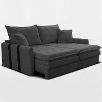 Sofá Baú Sem Caixa Retrátil 1,60m SoftGel Bonnie Boucle Cinza Escuro Cama inBox - 8