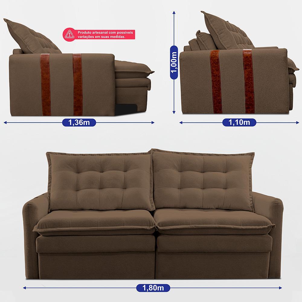 Sofá Baú Sem Caixa Retrátil 1,80m SoftGel Petit Boucle Marrom Cama inBox - 4