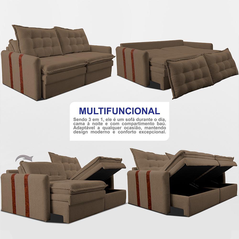 Sofá Baú Sem Caixa Retrátil 1,80m SoftGel Petit Boucle Marrom Cama inBox - 5