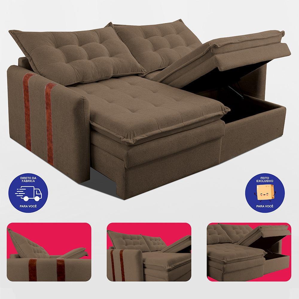 Sofá Baú Sem Caixa Retrátil 1,80m SoftGel Petit Boucle Marrom Cama inBox - 7