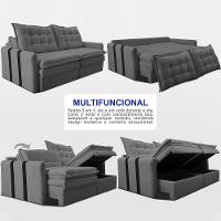 Sofá Baú Sem Caixa Retrátil 1,80m SoftGel Petit Boucle Cinza Escuro Cama inBox - 5