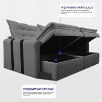Sofá Baú Sem Caixa Retrátil 1,80m SoftGel Petit Boucle Cinza Escuro Cama inBox - 6