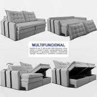 Sofá Baú Sem Caixa Retrátil 1,80m SoftGel Petit Boucle Cinza Claro Cama inBox - 5