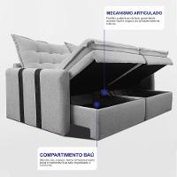 Sofá Baú Sem Caixa Retrátil 1,80m SoftGel Petit Boucle Cinza Claro Cama inBox - 6