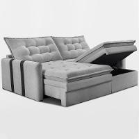 Sofá Baú Sem Caixa Retrátil 1,80m SoftGel Petit Boucle Cinza Claro Cama inBox - 8