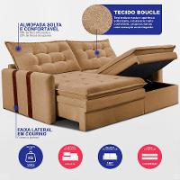 Sofá Baú Sem Caixa Retrátil 1,80m SoftGel Petit Boucle Caramelo Cama inBox - 3