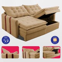 Sofá Baú Sem Caixa Retrátil 1,80m SoftGel Petit Boucle Caramelo Cama inBox - 7