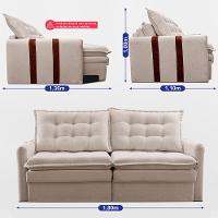 Sofá Baú Sem Caixa Retrátil 1,80m SoftGel Petit Boucle Bege Claro Cama inBox