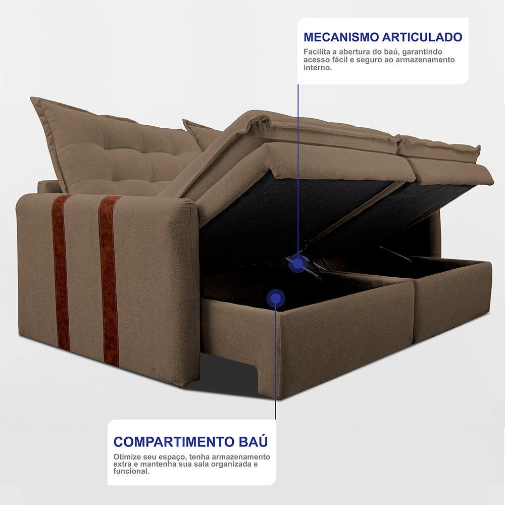 Sofá Baú Sem Caixa Retrátil 1,60m SoftGel Petit Boucle Marrom Cama inBox - 6