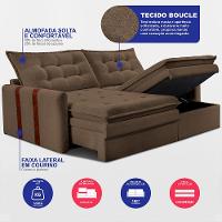 Sofá Baú Sem Caixa Retrátil 1,60m SoftGel Petit Boucle Marrom Cama inBox - 3