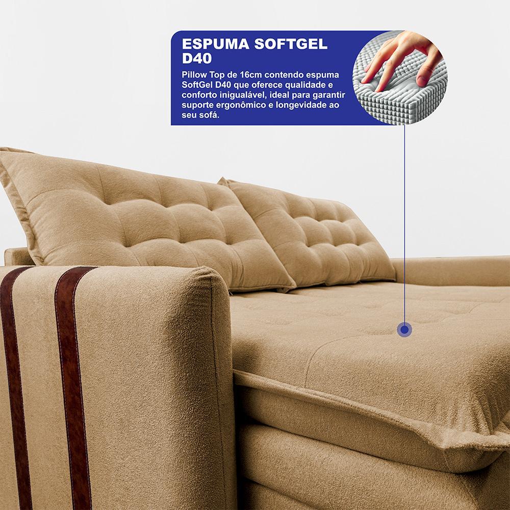 Sofá Baú Sem Caixa Retrátil 1,60m SoftGel Petit Boucle Caramelo Cama inBox - 2