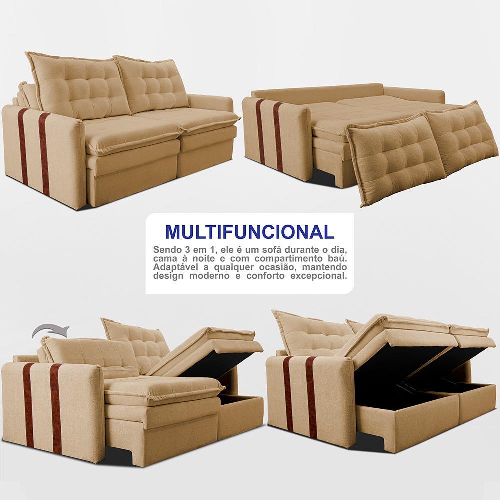 Sofá Baú Sem Caixa Retrátil 1,60m SoftGel Petit Boucle Caramelo Cama inBox - 5