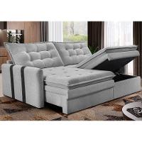 Sofá Baú Sem Caixa Retrátil 1,60m SoftGel Petit Boucle Cinza Claro Cama inBox - 1