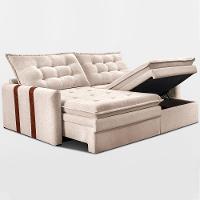 Sofá Baú Sem Caixa Retrátil 1,60m SoftGel Petit Boucle Bege Claro Cama inBox - 8