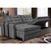 Sofá Baú Sem Caixa Retrátil 2,00m SoftGel Petit Boucle Cinza Escuro Cama inBox - 1