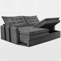 Sofá Baú Sem Caixa Retrátil 2,00m SoftGel Petit Boucle Cinza Escuro Cama inBox - 8
