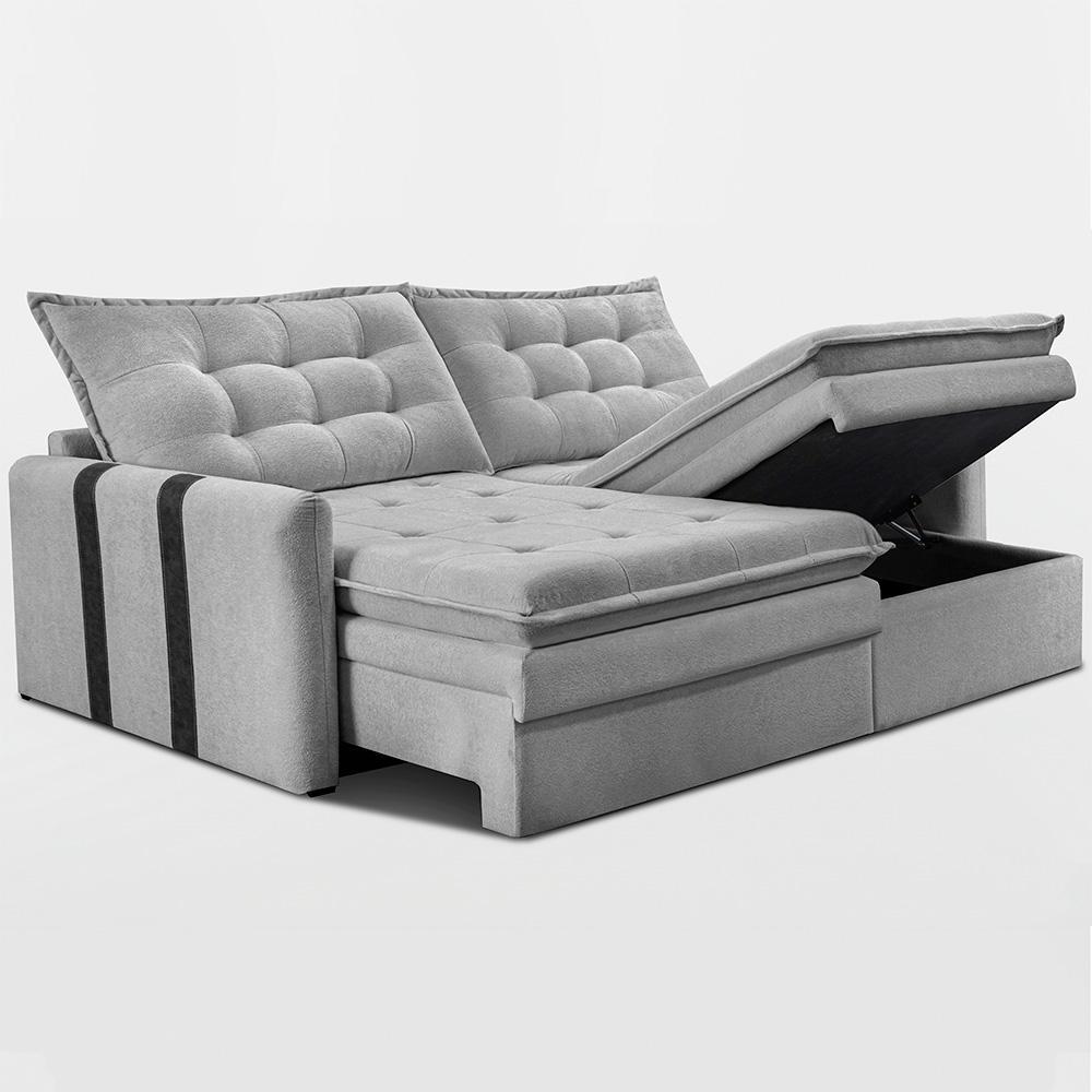 Sofá Baú Sem Caixa Retrátil 2,00m SoftGel Petit Boucle Cinza Claro Cama inBox - 8