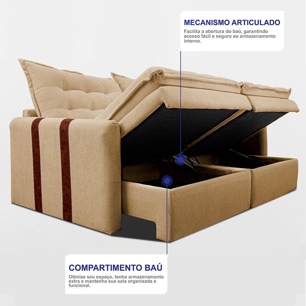 Sofá Baú Sem Caixa Retrátil 2,00m SoftGel Petit Boucle Caramelo Cama inBox - 6