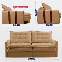 Sofá Baú Sem Caixa Retrátil 2,00m SoftGel Petit Boucle Caramelo Cama inBox