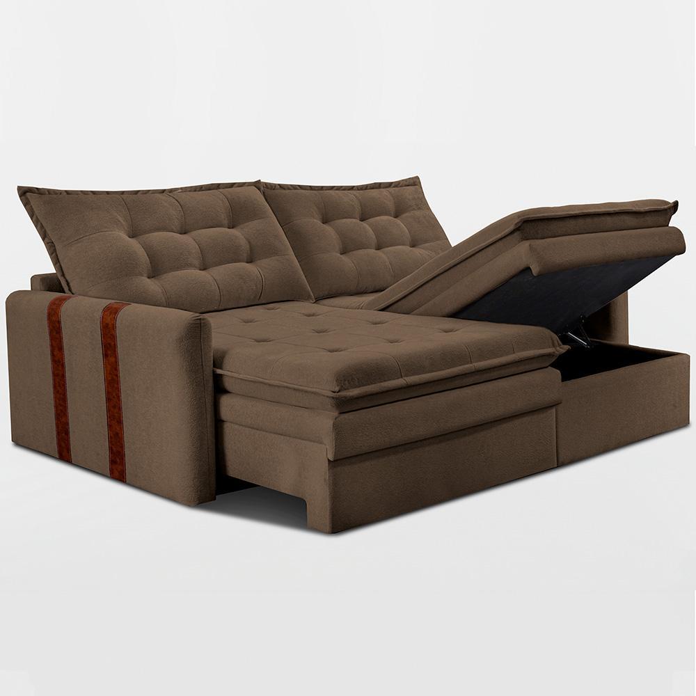 Sofá Baú Sem Caixa Retrátil 2,00m SoftGel Petit Boucle Marrom Cama inBox - 8
