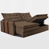 Sofá Baú Sem Caixa Retrátil 2,00m SoftGel Petit Boucle Marrom Cama inBox - 8