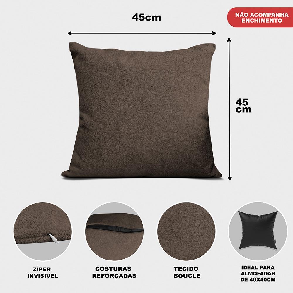 Kit 2 Capas de Almofadas Boucle Marrom 45x45cm Cama inBox - 2