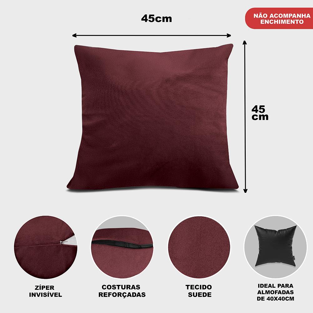 Kit 2 Capas de Almofadas Velusoft Vinho 45x45cm Cama inBox - 2