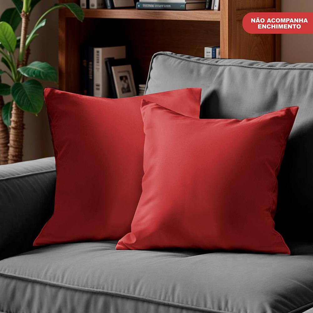 Kit 2 Capas de Almofadas Velusoft Vermelho 45x45cm Cama inBox - 4