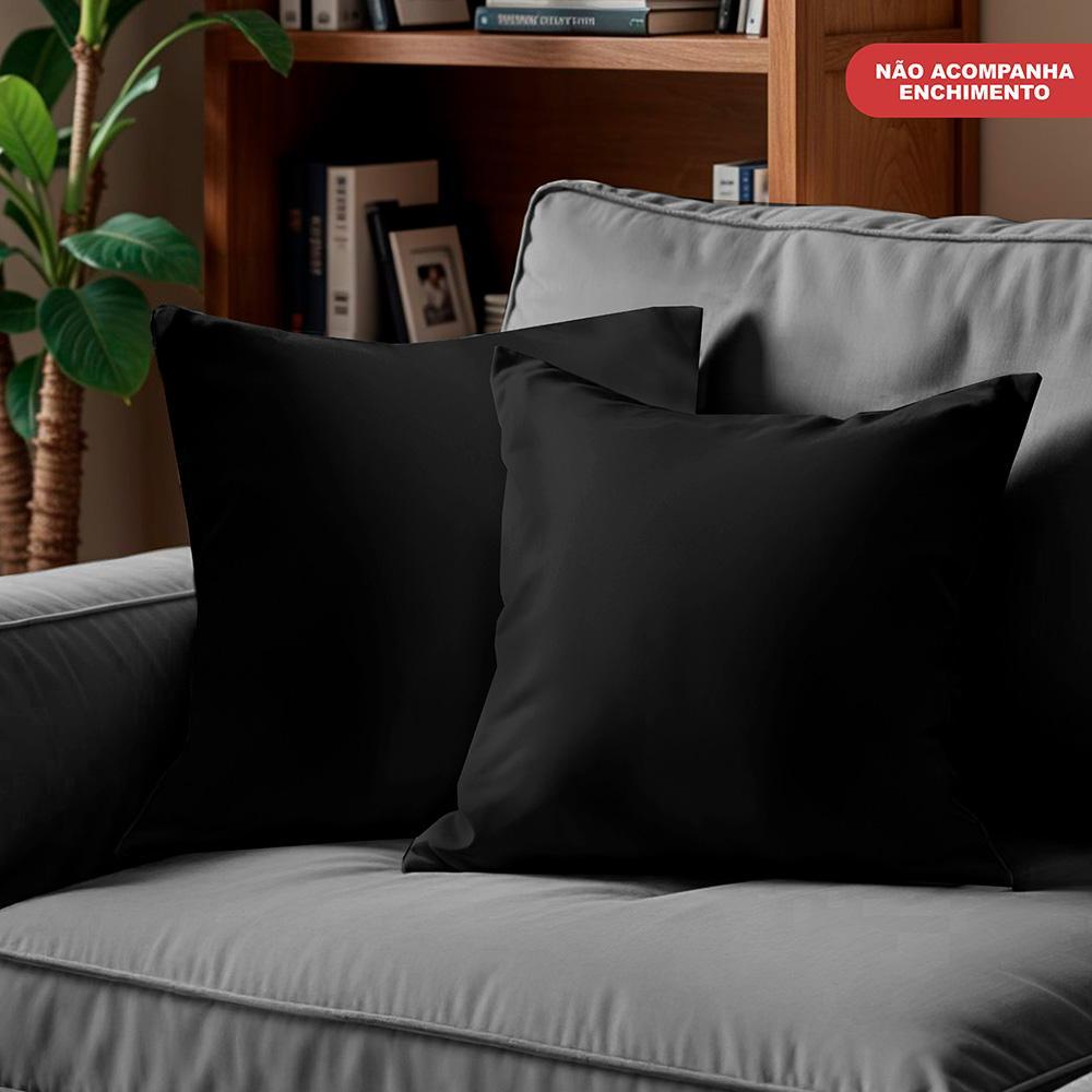 Kit 2 Capas de Almofadas Velusoft Preto 45x45cm Cama inBox - 4
