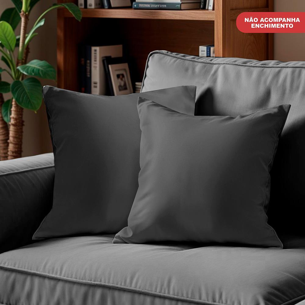 Kit 2 Capas de Almofadas Velusoft Cinza 45x45cm Cama inBox - 4