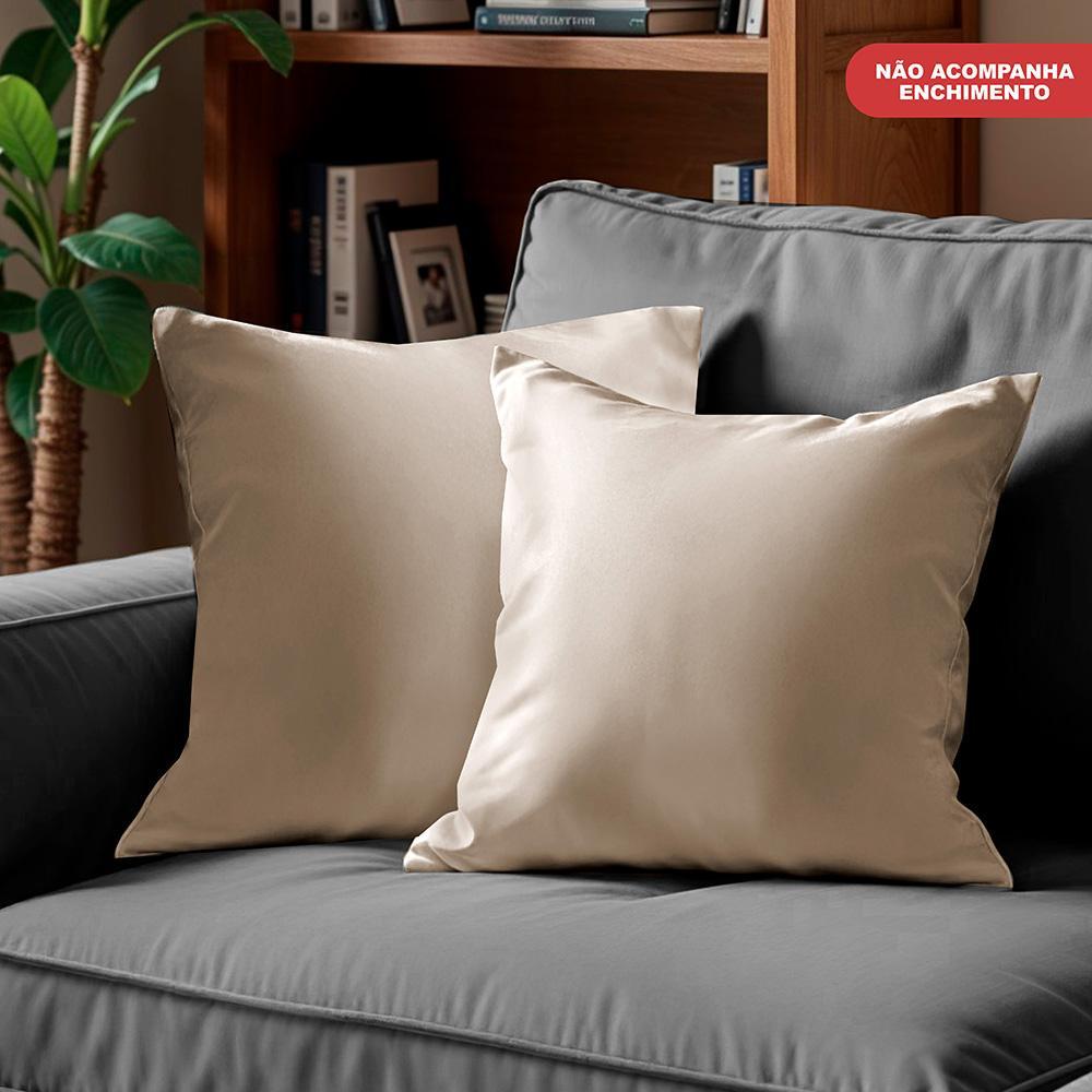 Kit 2 Capas de Almofadas Velusoft Bege 45x45cm Cama inBox - 4