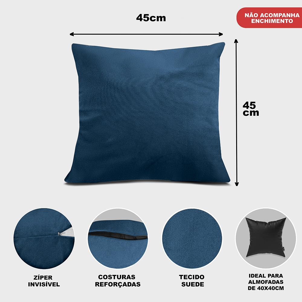 Kit 2 Capas de Almofadas Velusoft Azul 45x45cm Cama inBox - 2