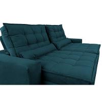 Sofá Retrátil e Reclinável com Molas Ensacadas Cama inBox Gold 2,72m Tecido Suede Velusoft Petróleo