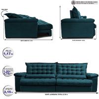 Sofá Retrátil Big Space 2,15m Cama inBox Petróleo - 2