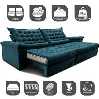 Sofá Retrátil Big Space 2,15m Cama inBox Petróleo - 3