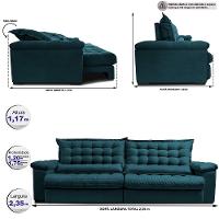 Sofá Retrátil Big Space 2,35m Cama inBox Petróleo - 2