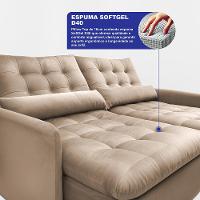 Sofá Sem Caixa Retrátil 1,60m SoftGel Celeste Velusoft Bege Cama inBox - 2