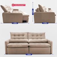 Sofá Sem Caixa Retrátil 1,60m SoftGel Celeste Velusoft Bege Cama inBox