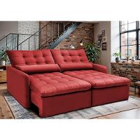 Sofá Sem Caixa Retrátil 1,80m SoftGel Celeste Velusoft Vermelho Cama inBox - 1