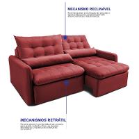 Sofá Sem Caixa Retrátil 1,80m SoftGel Celeste Velusoft Vermelho Cama inBox - 6