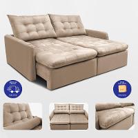 Sofá Sem Caixa Retrátil 2,00m SoftGel Celeste Velusoft Bege Cama inBox - 7