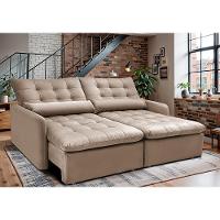Sofá Sem Caixa Retrátil 1,80m SoftGel Celeste Velusoft Bege Cama inBox - 1