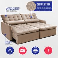 Sofá Sem Caixa Retrátil 1,80m SoftGel Celeste Velusoft Bege Cama inBox - 3