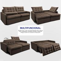 Sofá Sem Caixa Retrátil 1,80m SoftGel Celeste Velusoft Café Cama inBox - 5