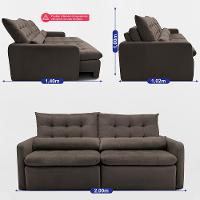 Sofá Sem Caixa Retrátil 2,00m SoftGel Celeste Velusoft Café Cama inBox