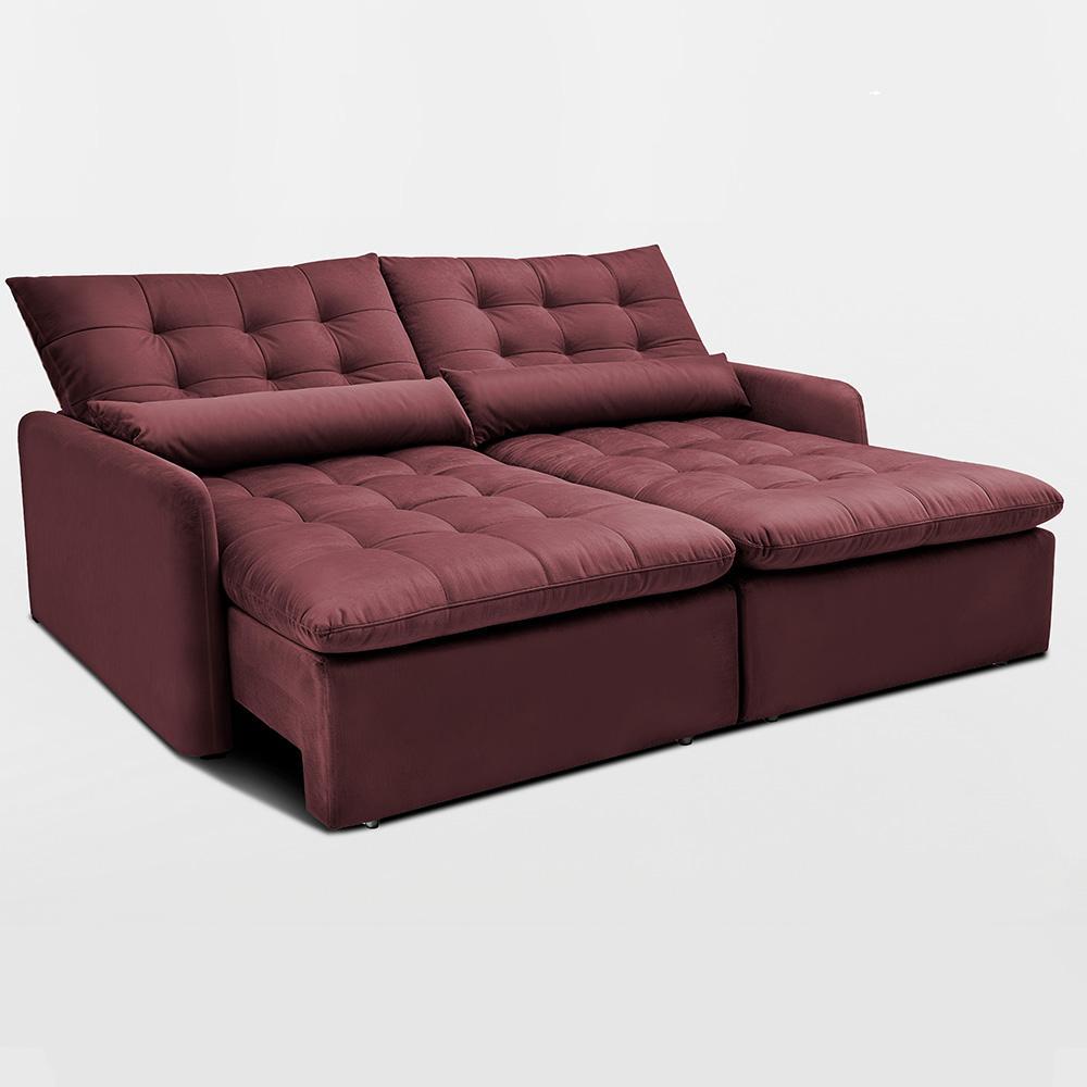 Sofá Sem Caixa Retrátil 1,60m SoftGel Celeste Velusoft Vinho Cama inBox - 8