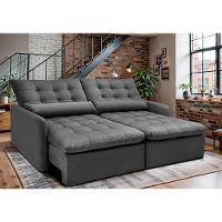 Sofá Sem Caixa Retrátil 1,80m SoftGel Celeste Velusoft Cinza Cama inBox - 1