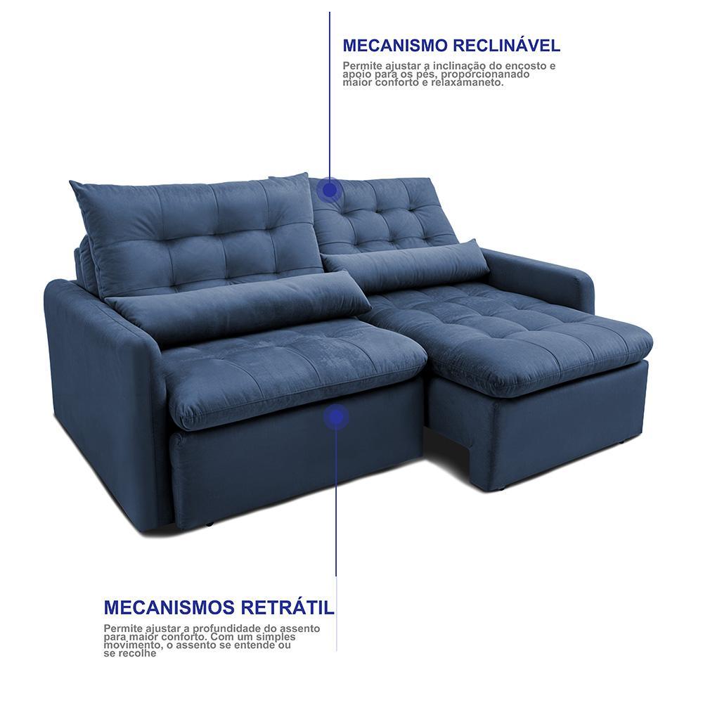 Sofá Sem Caixa Retrátil 1,60m SoftGel Celeste Velusoft Azul Cama inBox - 6